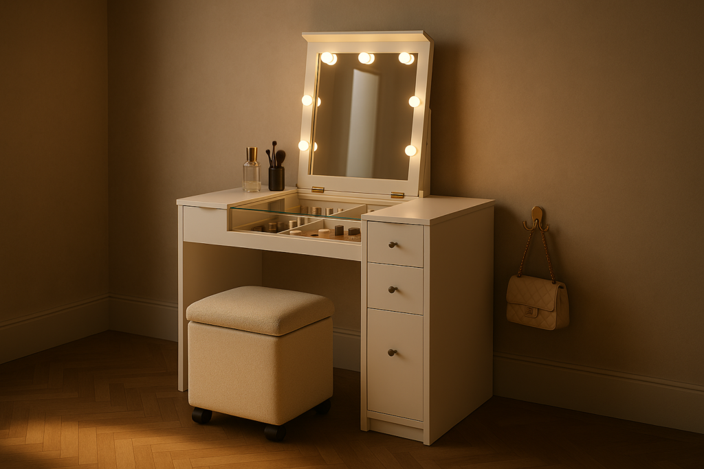 3 in 1 Vanity Desk with Flip Top Mirror That Transforms Your Space
