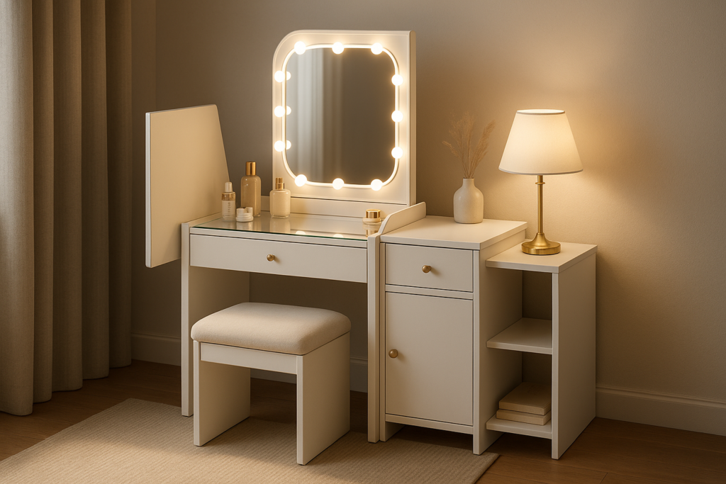 3 in 1 Vanity Desk Nightstand Elevates Small-Space Living