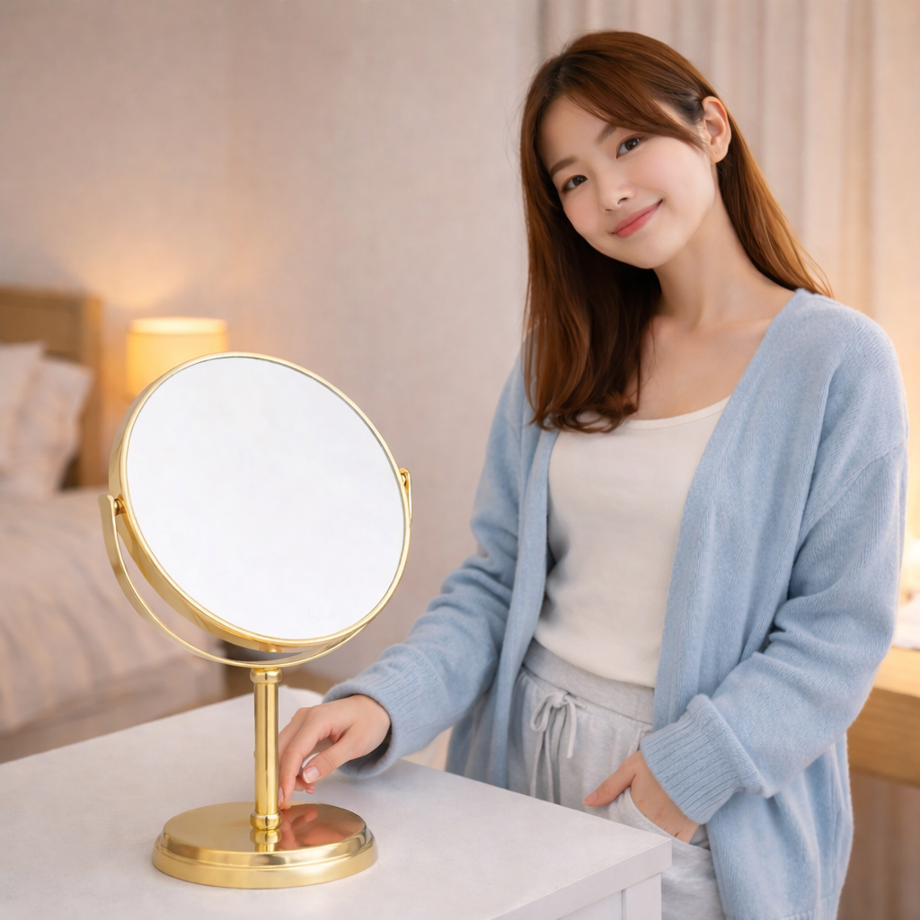 Basics Round Dressing Table Mirror with 1X/5X Magnification