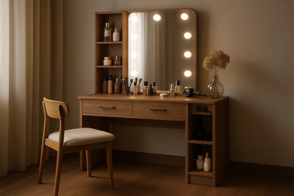 Wood Vanity Desk With Mirror: Elevate Your Ritual in Style