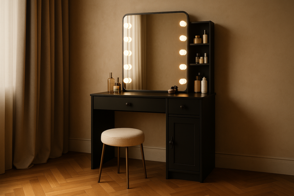 Vanity Desk with Mirror and Lights Under $100 That Looks Luxe
