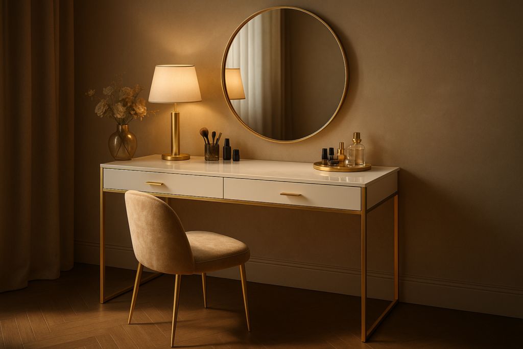 Gold Vanity Desk Elegance: Transform Your Space with Quiet Luxury