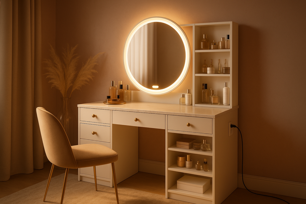 Vanity Desk With Outlet: Where Modern Glamour Meets Everyday Ease