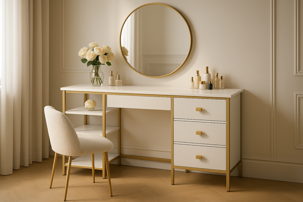White and Gold Vanity Desk Ideas for a Chic, Organized Space