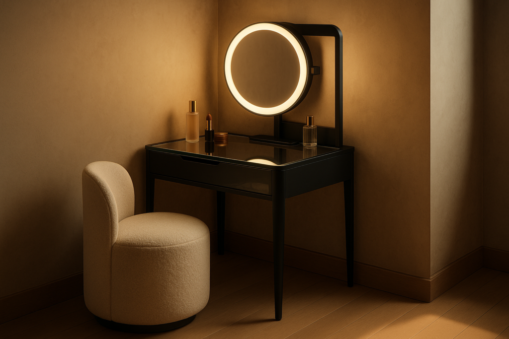 Corner Vanity Desk with Mirror and Lights: A Chic Space-Saving Essential