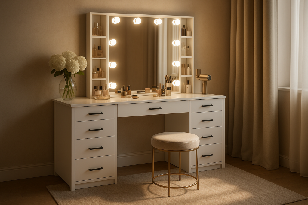 Mirrored Makeup Vanity Desk Ideas for a Modern, Elegant Retreat