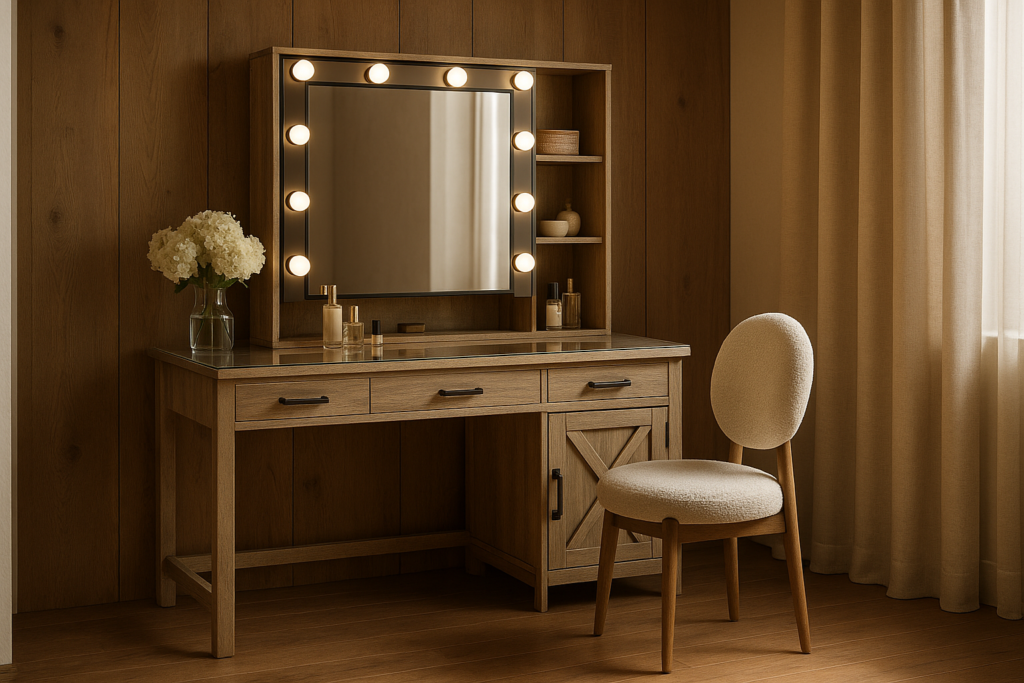 Farmhouse Vanity Desk Ideas for a Rustic Yet Refined Retreat
